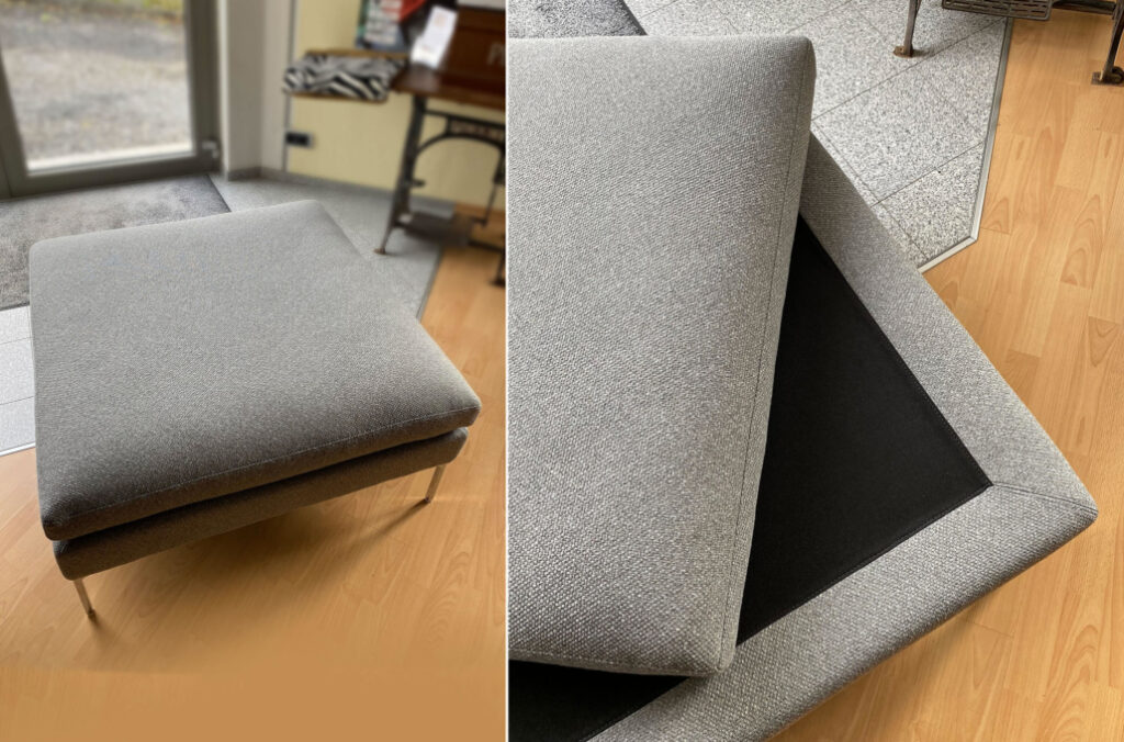Neuanfertigung für einen Kunden, mit passendem Stoff zum Sofa